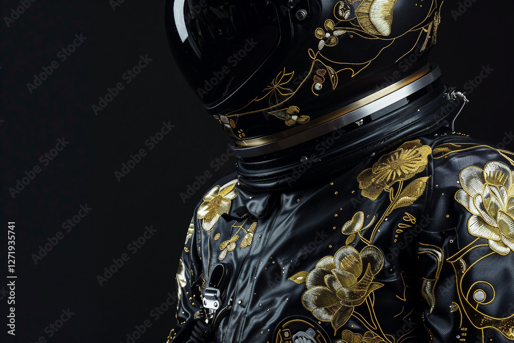 Canvas Prints image of cosmonaut in a protective spacesuit made generative ai technology on dark background