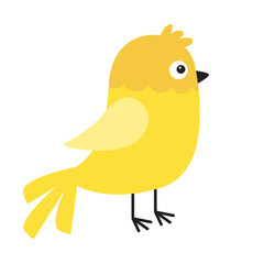 Cute bird icon. Kawaii cartoon funny baby character. Yellow birds collection. Colorful sticker decoration print. Childish style. Flat design. Isolated. White background. Vector