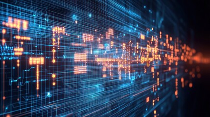 Fototapeta premium Abstract Digital Data Flow: A Futuristic Visualization of Network Connections and Information Exchange