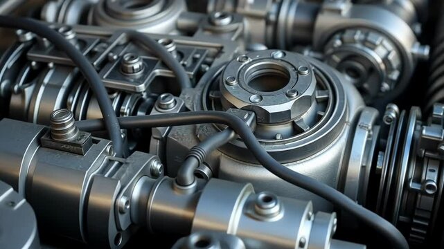  Close-up view of a complex mechanical engine showcasing intricate components and craftsmanship
