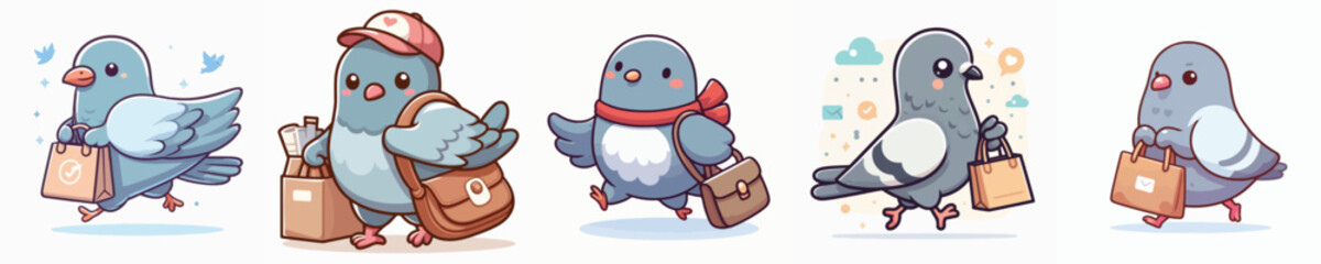 vector of cute dove holding a bag