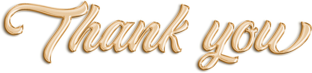 Thank you letters banner. Poster of metallic inflated balloons for expressing gratitude in gold