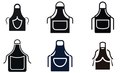 Six black and white apron illustrations icon design