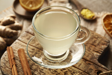 Ginger tea with cinnamon and lemon