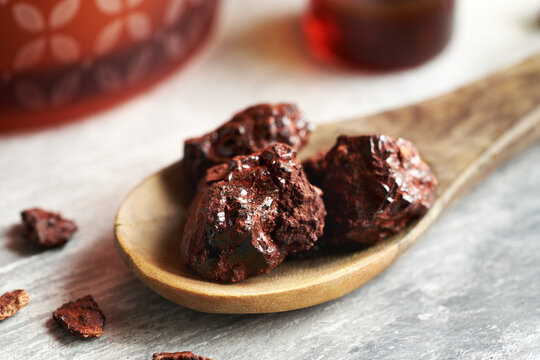 Croton lechleri, or sangre de drago resin on a spoon