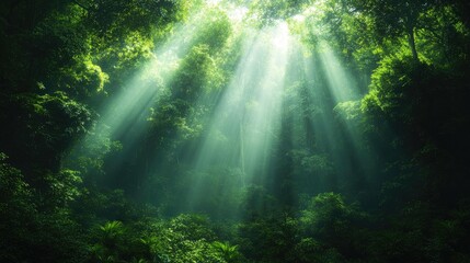 Sunlight filtering through lush forest canopy (1)