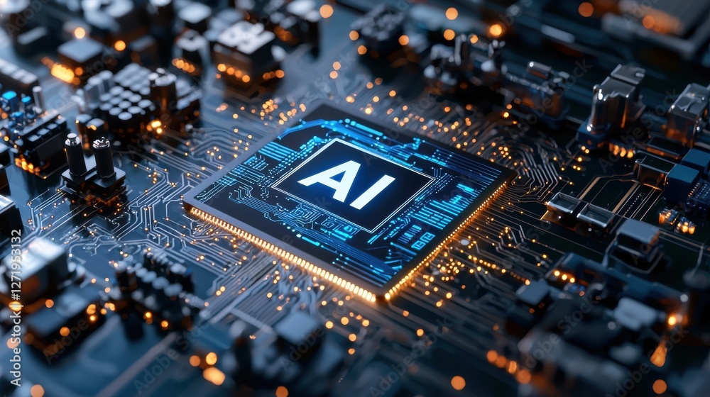 Aufkleber a computer chip with the letters ai on it