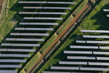 Aerial view of a solar panel plant
