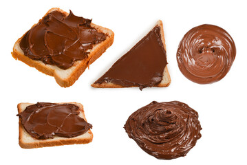 Сhocolate paste sandwich isolated on white background.