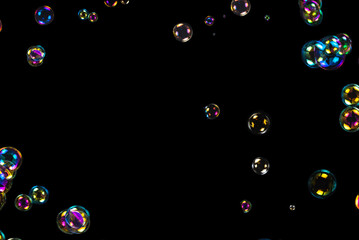 Soap bubbles isolated on a black background