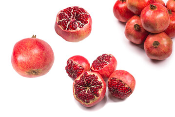 Sweet pomegranate isolated on white background.