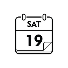 calender icon, 19 saturday icon with white background