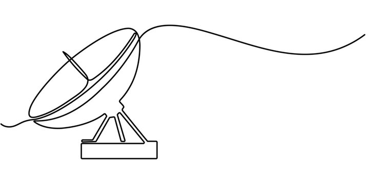 recommend clip art: Continuous line design of satellite antenna. Technology device symbol design concept. Decorative elements drawn on a white background, Continuous line drawing of satellite dish, object one line single