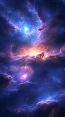 Colorful nebula cloudscape shining in the vastness of space