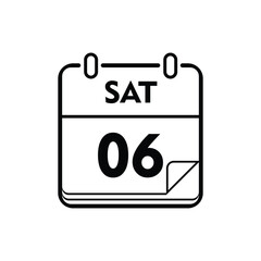 calender icon, 06 saturday icon with white background