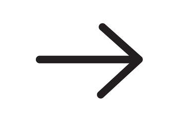 Straight pointed arrow icon. Black arrow pointing to the right. Black direction pointer