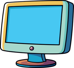 Colorful Computer Monitor Vector Illustration – High-Quality Minimalistic Cartoon Design with Vibrant Aesthetic, Sleek Lines, and Modern Look for Digital Workspaces and Technology