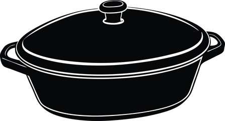 Casserole dish silhouette illustration.