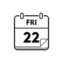 calender icon, 22 friday icon with white background