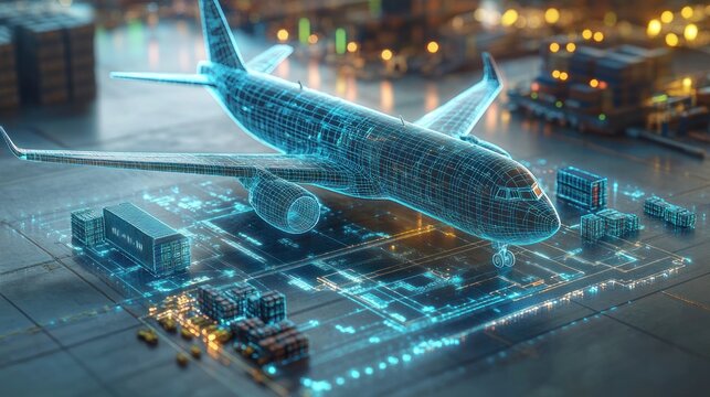 Digital Plane on Airport Cargo Grid