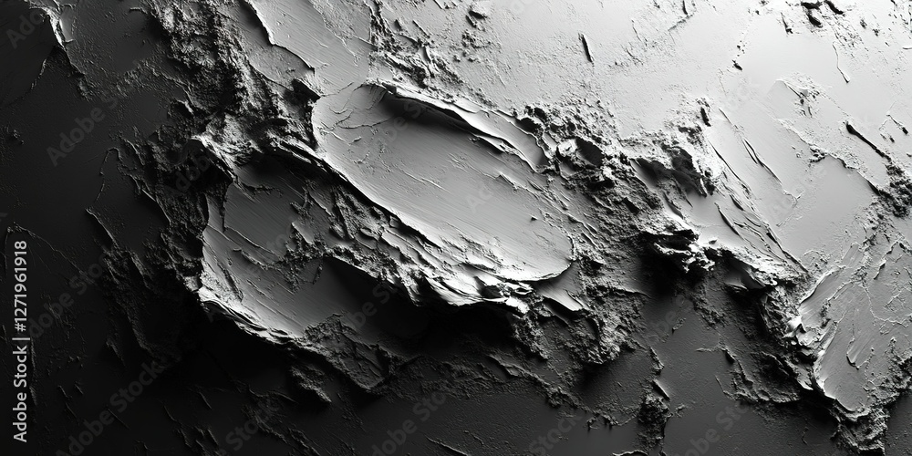 Poster surface texture with abstract patterns showcasing shadows and highlights in monochrome colors