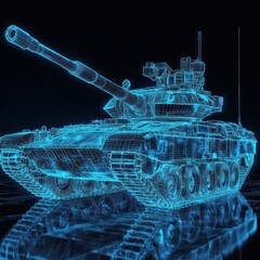 Digital Tank, Wireframe, Military, Battlefield Background