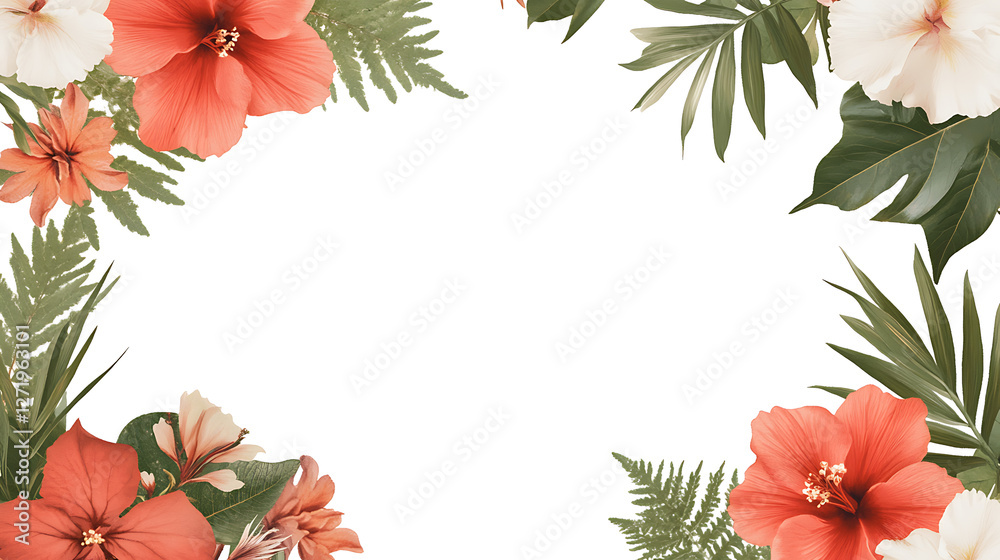 Canvas Prints PNG Vibrant floral border with greenery