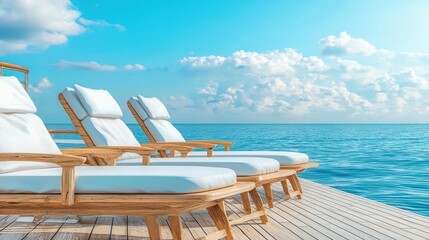 Fototapeta premium Luxury Yacht Deck Relaxation: Tranquil Ocean View
