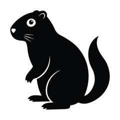 Silhouetted Groundhog in Profile View