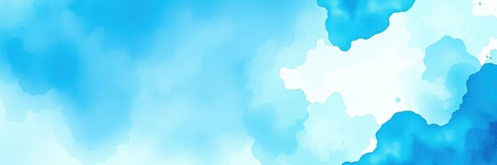 Fototapeta premium Dreamy watercolor splash background with shades of blue and green, watercolor splashes, bohemian decor