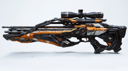 Futuristic Sci-Fi Weapon: Orange and Black Sniper Rifle