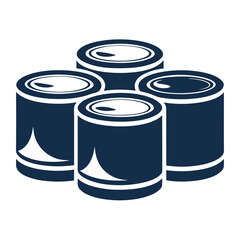 Paint cans are stacked in a simple graphic design.