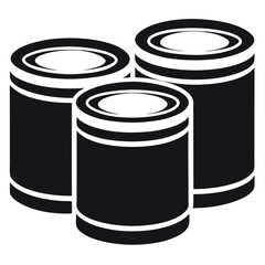 Paint cans are stacked in a simple graphic design.