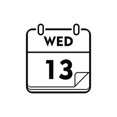 calender icon, 13 wednesday icon with white background