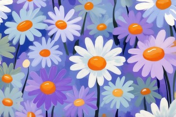 Obraz premium Vintage colorful fantasy dreamy abstract blooming botanical flowers seamless patterns illustration, nature theme concept texture design. 