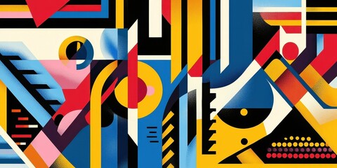 Abstract geometric shapes and lines form a modern design composition