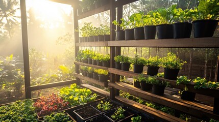 Sunrise garden shed plants growing sunlight