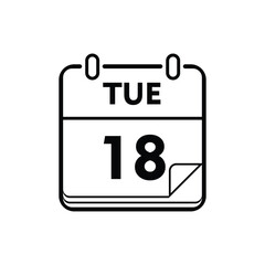calender icon, 18 tuesday icon with white background