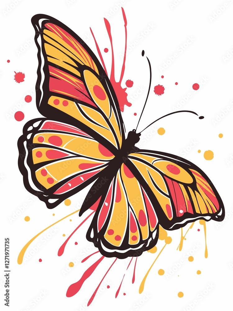 Sticker vector illustration of an abstract butterfly