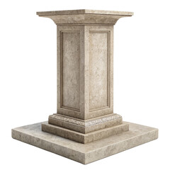 Obraz premium 3D Render of Stone Pedestal, Isolated on Transparent Background, Classical Column, Architectural Element, Pedestal, Column, 3D model