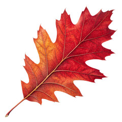 Autumn Oak Leaf Illustration Red and Orange Hues, Isolated on Transparent Background, Fall Foliage Design Element, Autumn, Leaf, Illustration