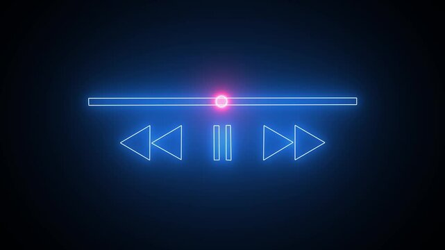 Glowing neon Music play bar icon or Music player scroll bar button animation, Music player scroll bar button with audio reactor, Sound audio equalizer animation