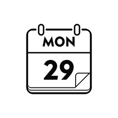 calender icon, 29 monday icon with white background