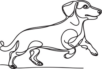 Elegant Dachshund Running Line Art Vector Illustration
