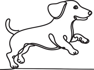 Elegant Dachshund Running Line Art Vector Illustration