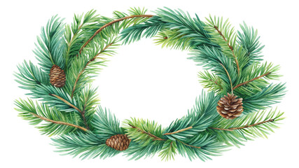 Watercolor Christmas Wreath with Pine Cones, Isolated on Transparent Background, Holiday Decoration, Clipart, Christmas, Wreath, Watercolor