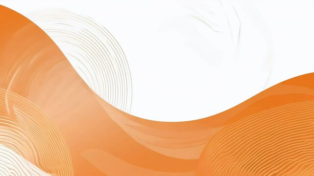 An abstract corporate video animation looping patterns curved orange white waves complemented floating circles sleek modern background 4K resolution