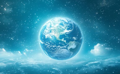 Abstract digital planet earth view light blue background