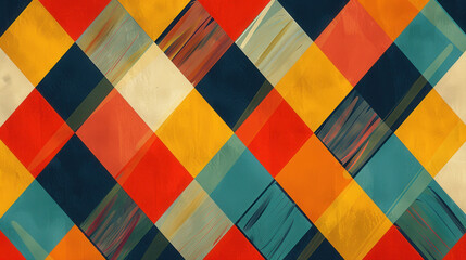 Vibrant argyle pattern with bold colors and modern design elements
