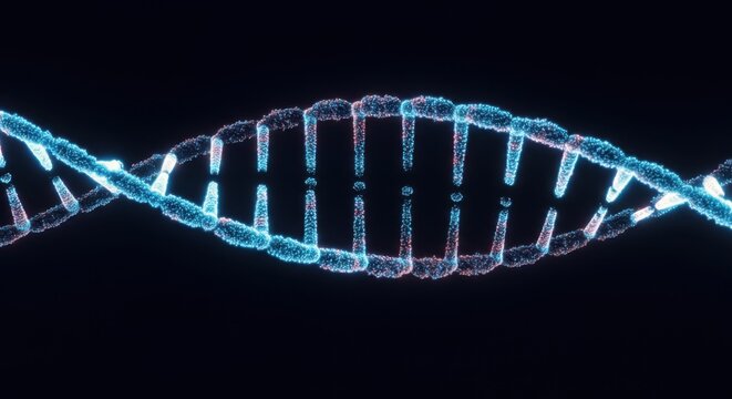 Exploring the structure of DNA with glowing blue and pink molecular representation